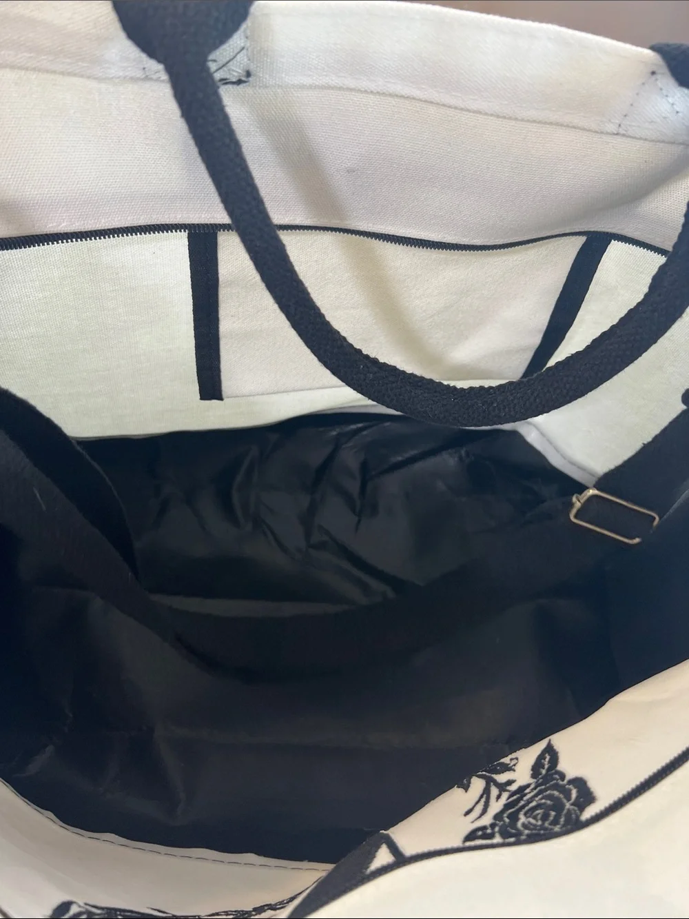 Monogram “N” Canvas Tote Bag 3 pc Set – Tote, Pouch & Organizer | Black & White - Picture 4 of 17